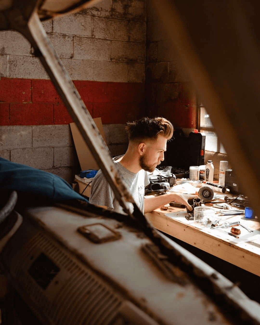 man at workbench