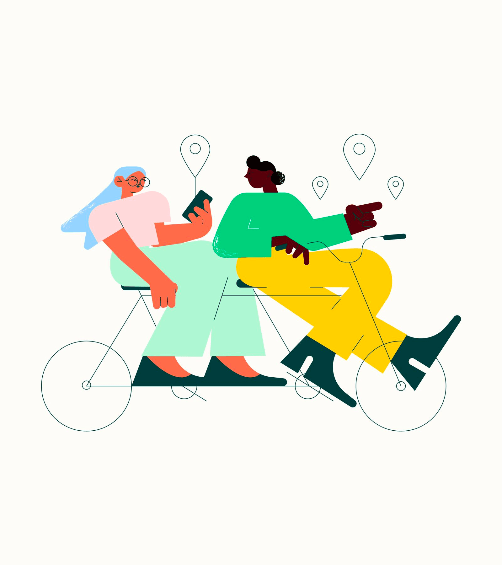 tandem bike illustration