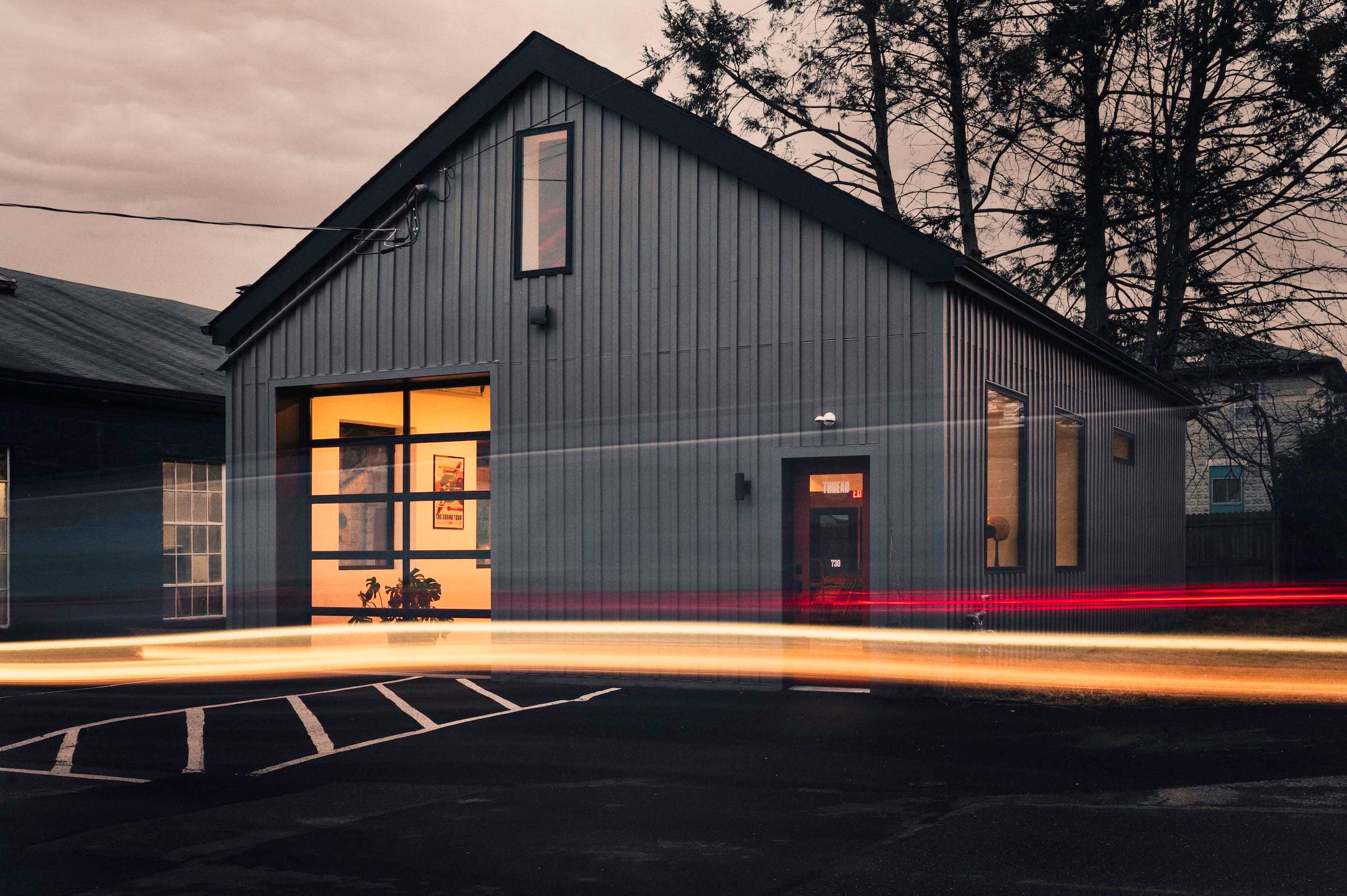 studio with light streak