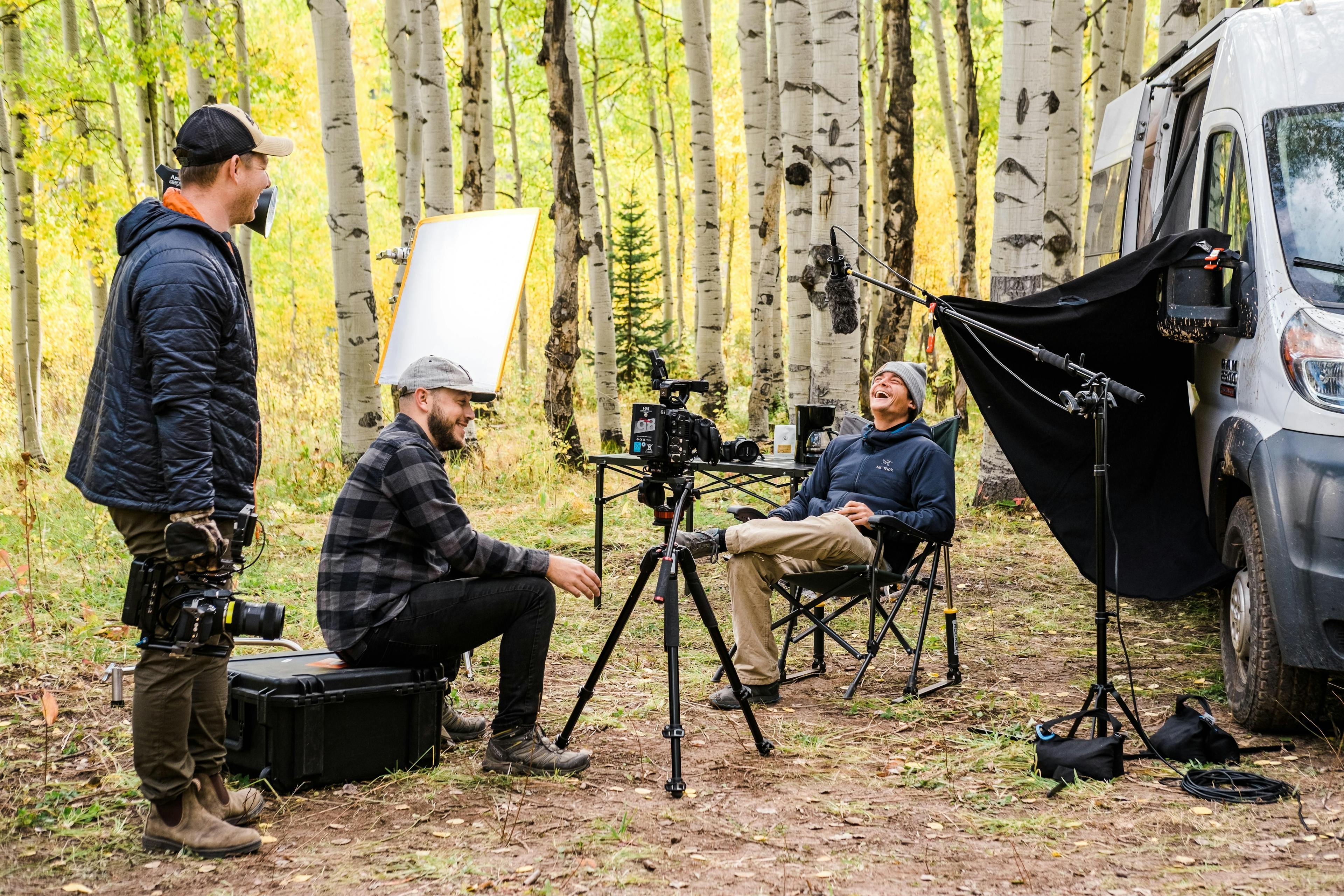 film interview in forest