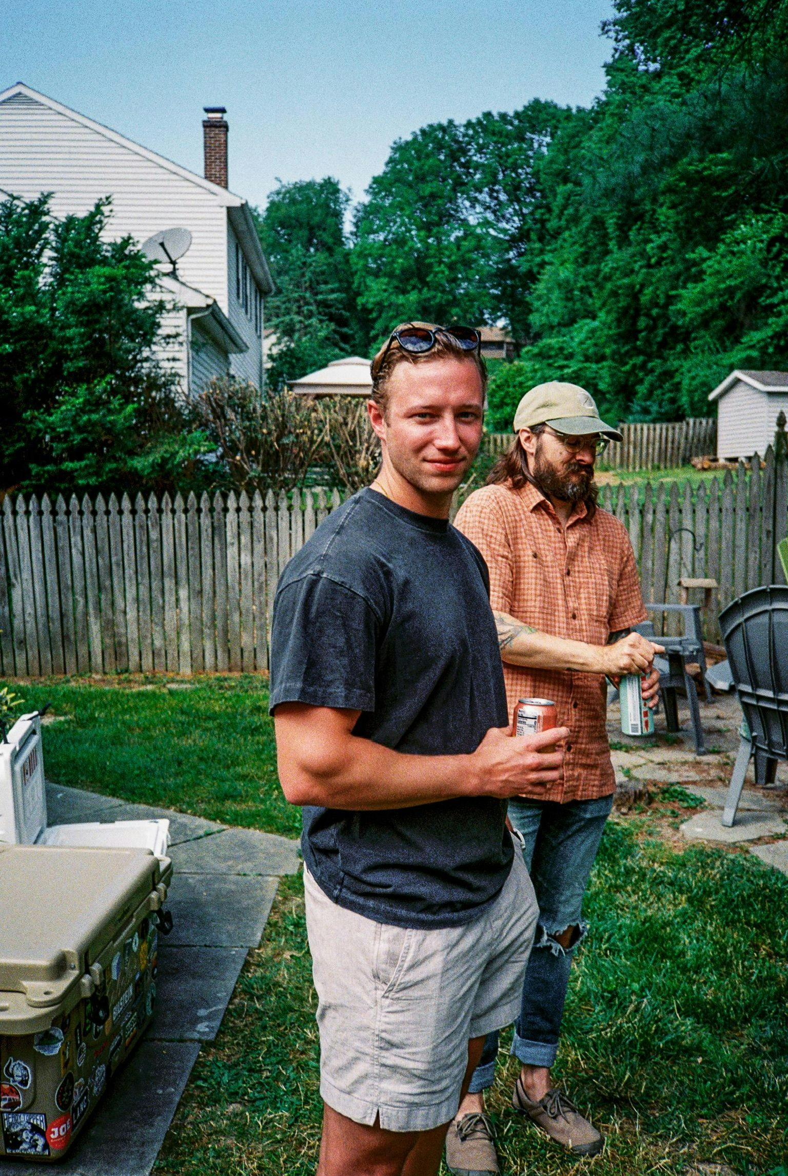 Kegan Sovay and Douglas Kersten at a picnic with a Yeti cooler