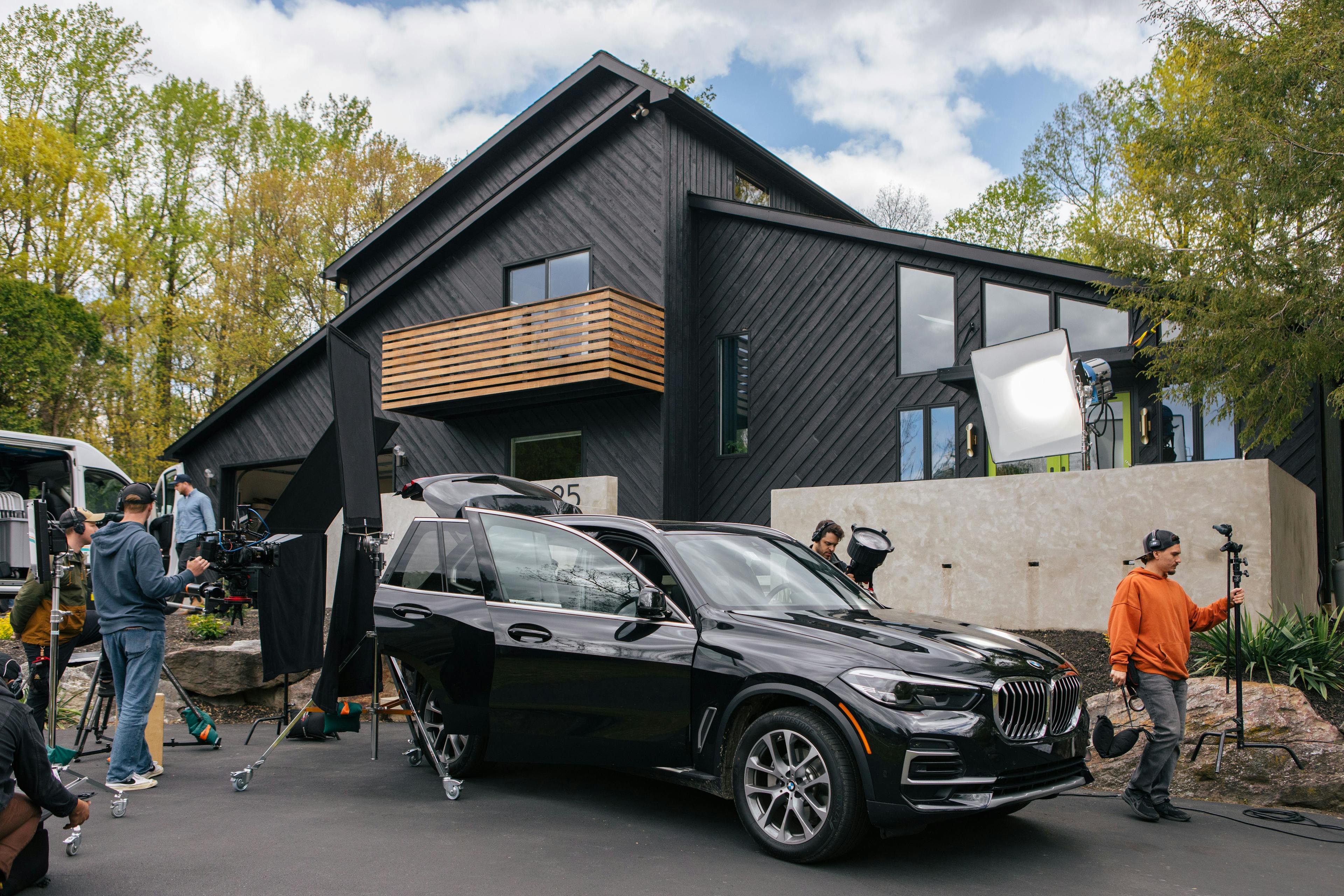 commercial film production with a BMW SUV