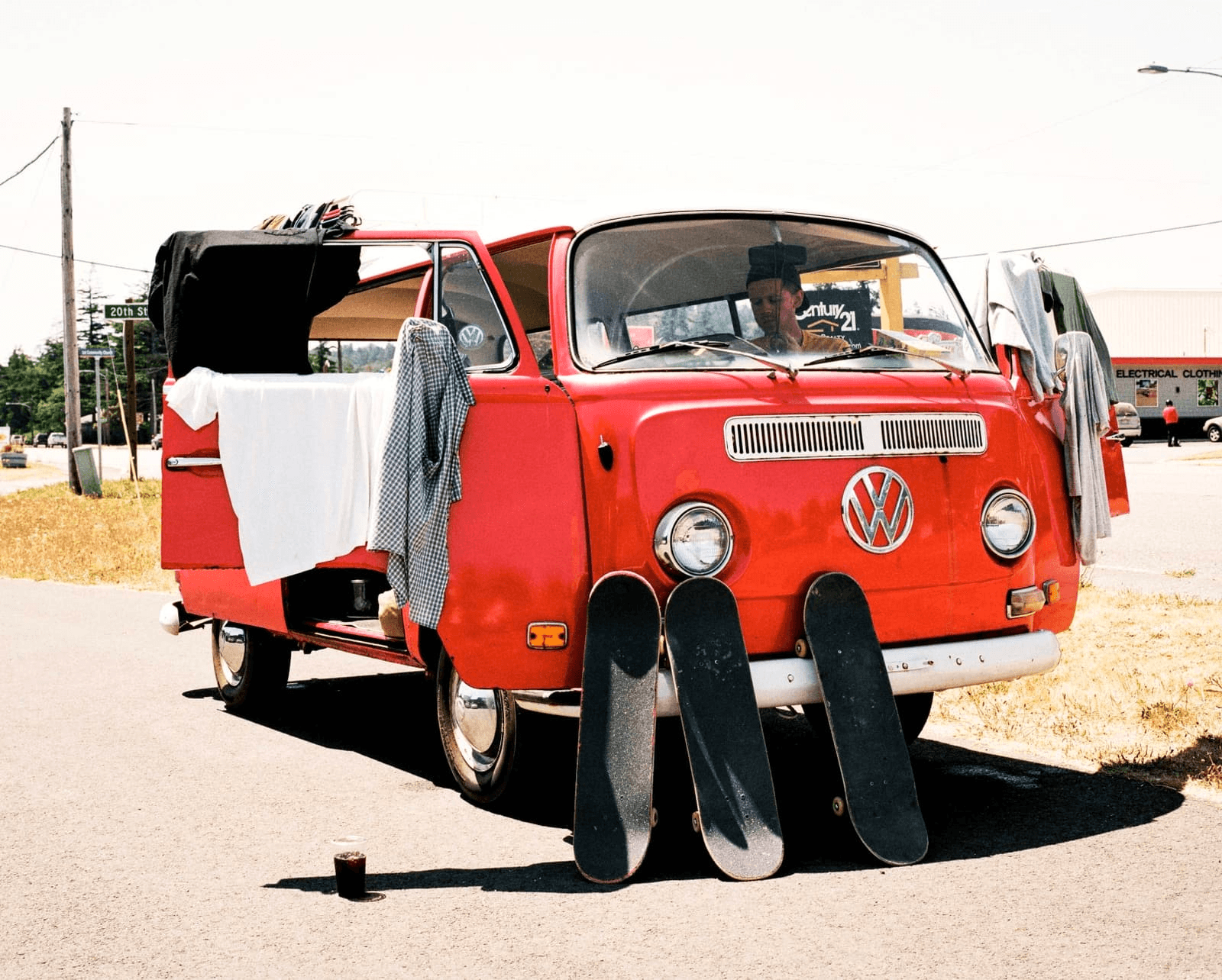 Vintage van and skateboards